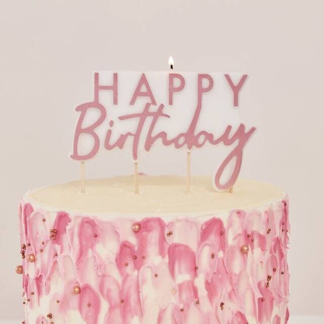 Rose Gold Happy Birthday Candles, 1st Party, Girls Cake Decor, Glitter, Party Decorations, Topper, Baby, Candle - image 1