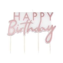 Rose Gold Happy Birthday Candles, 1st Party, Girls Cake Decor, Glitter, Party Decorations, Topper, Baby, Candle - thumbnail 2