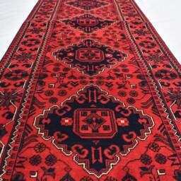 Handmade Red Turkmen Wool Runner Rug Afghan Bokhara Hallway Decor - 3x13 Ft - thumbnail 3