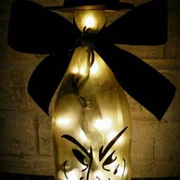 Witch Wine Bottle Lamp, Halloween Light, Decoration, Fall Decoration - thumbnail 2