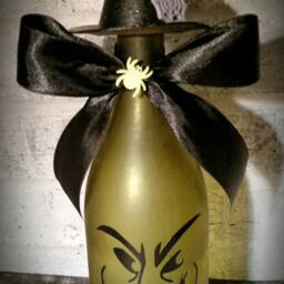 Witch Wine Bottle Lamp, Halloween Light, Decoration, Fall Decoration - thumbnail 3