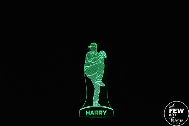 Personalised Baseball Pitcher Led Night Light Sports Gift - image 1