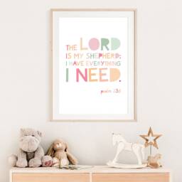 The Lord Is My Shepherd Print, Girls Nursery Prints, Christian Wall Art, Bible Verse Bedroom Prints - thumbnail 3