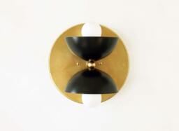 Double Wall Brass Sconce Lamp Light Fixture Bedroom Bedside Black Gold Lighting - thumbnail 1