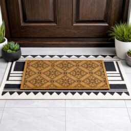 Repeating Diamond Entry Mat I Detailed Coir Welcome Rug Patio Accent Art - thumbnail 4
