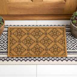 Repeating Diamond Entry Mat I Detailed Coir Welcome Rug Patio Accent Art - thumbnail 3