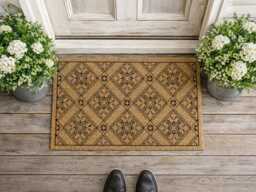 Repeating Diamond Entry Mat I Detailed Coir Welcome Rug Patio Accent Art