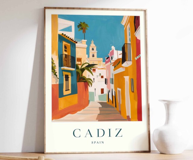 C??diz Travel Poster Spain Wall Art, Mediterranean Decor - image 1