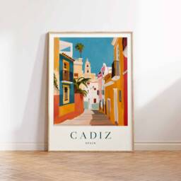 C??diz Travel Poster Spain Wall Art, Mediterranean Decor - thumbnail 3