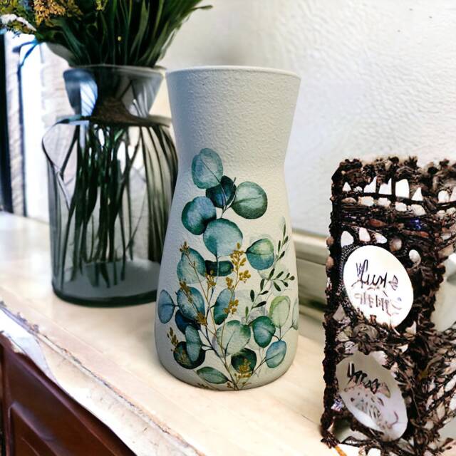 Green Eucalyptus Flower Vase, Gifts, Glass Decorations, Home Decor, Nature Decor - image 1