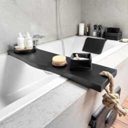 Minimalist Wooden Bath Board - Black Wood Bathroom Tray For Modern Soaking - thumbnail 1