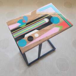 Handmade Epoxy Resin C Table Colorful Wooden Laptop Stand - thumbnail 4