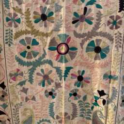 Authentic Suzani Quilt Handmade Embroidery - Bohemian Bed Cover Artisan Cotton Decorative Throw Blanket - thumbnail 3
