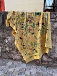 Authentic Suzani Quilt Handmade Embroidery - Bohemian Bed Cover Artisan Cotton Decorative Throw Blanket