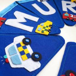 Emergency Vehicle Bunting Bedroom Decor Boy Nursery Cars Rescue Vehicles Transport Garland Banner - thumbnail 2