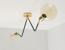 Nil - Mid Century Modern 2-Light Ceiling Lamp Semi Flush Mount Chandelier