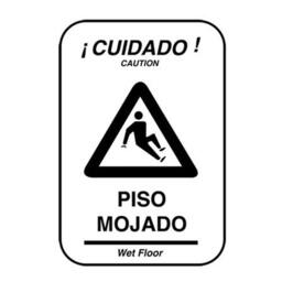 Graphic Caution Wet Floor, Cuidado Piso Mojado. Cleaning Washing Yellow Sign - Wall Decal - thumbnail 2