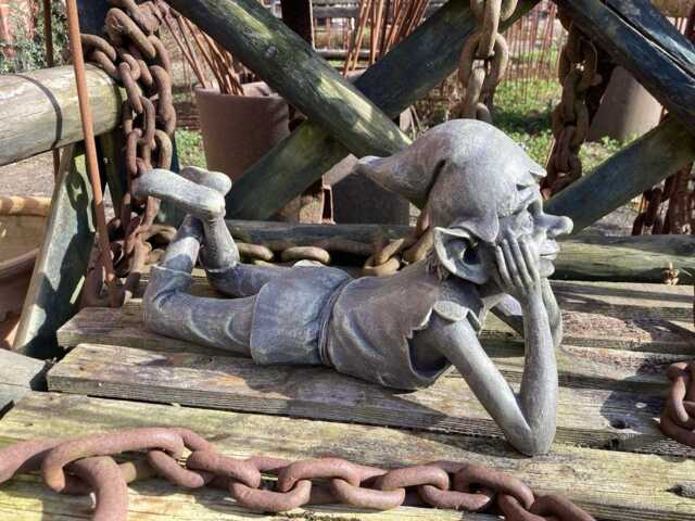 Resin Lying Thinking Pixie Garden Ornament - image 1