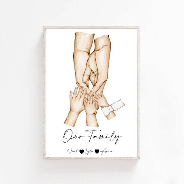 Personalised Family Hand Print, Hands Mothers Day Print, Father's Print, Baby Print, Family Christmas - image 1