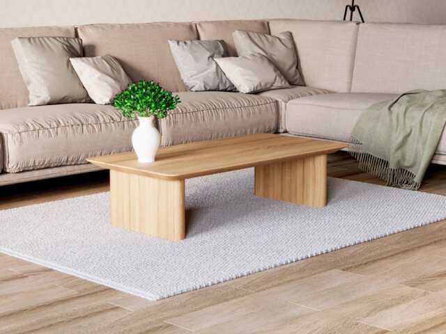 Modern Coffee Table - Rectangular Coffee Table Wooden Unique Low Oak Wood - image 1