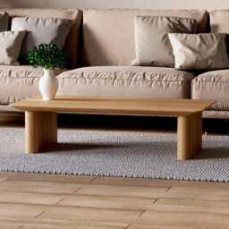 Modern Coffee Table - Rectangular Coffee Table Wooden Unique Low Oak Wood - thumbnail 3