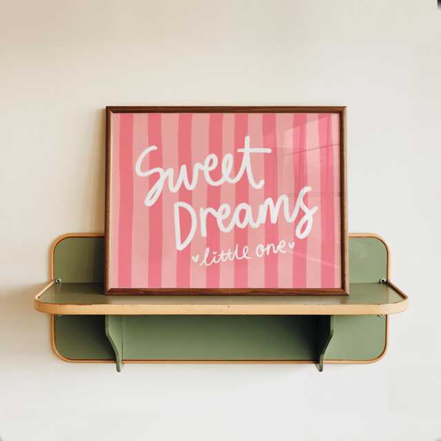 Sweet Dreams Baby Girl Print - Nursery Print, Pink Wall Art, Cute - image 1