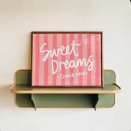 Sweet Dreams Baby Girl Print - Nursery Print, Pink Wall Art, Cute - thumbnail 1