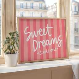 Sweet Dreams Baby Girl Print - Nursery Print, Pink Wall Art, Cute - thumbnail 2