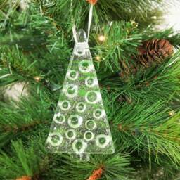 2 To 6 Medium Lime Green Trees, Hanging Christmas Decoration, 12cm/3 3/4 - thumbnail 3
