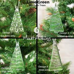 2 To 6 Medium Lime Green Trees, Hanging Christmas Decoration, 12cm/3 3/4 - thumbnail 2