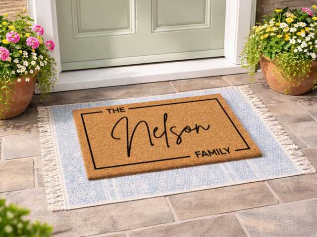 The Nelson Family Doormat - Custom Script Name Rug Newlywed Present Idea - image 1