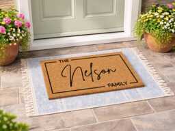 The Nelson Family Doormat - Custom Script Name Rug Newlywed Present Idea - thumbnail 1
