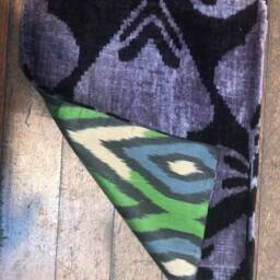 Handwoven Uzbek Ikat Velvet Pillow Cover Ethnic Silk Farmhouse Decor - thumbnail 4