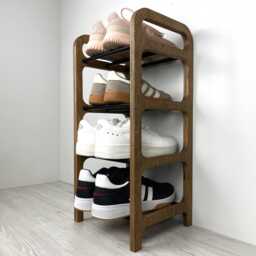 Wood Corner Shoe Rack Small Space Entryway Organizer - thumbnail 1