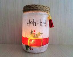 Santa Belt Christmas Lantern Jar Festive Table Centerpiece