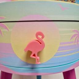 Pink Malibu Double Set Of Bed Side Table, Mint & Pink Ombre, Sunset, Flamingo, Palm Springs Nightstand , His Hers Bedside Tables - thumbnail 3