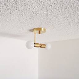 Modern Brass Offset Flush Mount Ceiling Light Twin Bulb Ul Listed - thumbnail 2