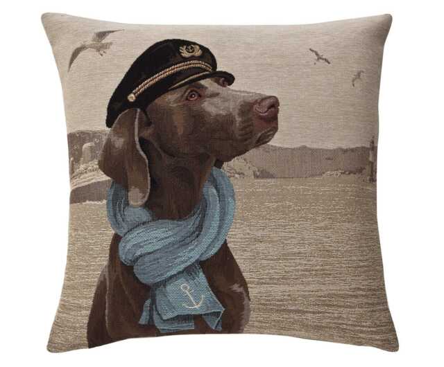 Sailor Weimaraner Tapestry Cushion Cover Nautical Dog Decor - image 1