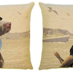 Sailor Weimaraner Tapestry Cushion Cover Nautical Dog Decor - thumbnail 3