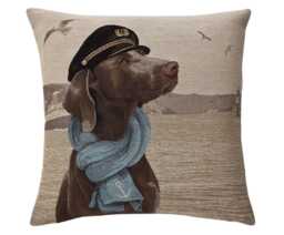 Sailor Weimaraner Tapestry Cushion Cover Nautical Dog Decor