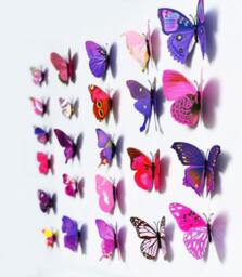 Butterflies 3D Set Of 12 , Greenwall Butterfly Magnets, Wall Murals, Cupcake Wedding Toppers - thumbnail 2