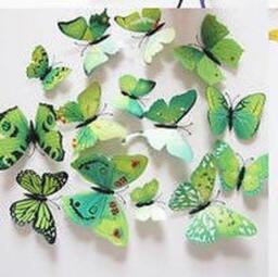 Butterflies 3D Set Of 12 , Greenwall Butterfly Magnets, Wall Murals, Cupcake Wedding Toppers - thumbnail 1