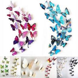 Butterflies 3D Set Of 12 , Greenwall Butterfly Magnets, Wall Murals, Cupcake Wedding Toppers - thumbnail 4