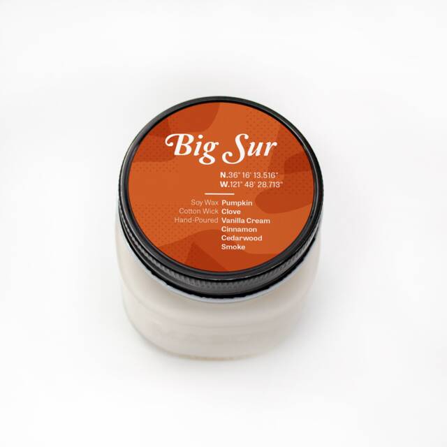 Big Sur -- Scented Soy Candle California Pumpkin Sugar Cinnamon Handmade Handpoured Mason Jar - image 1