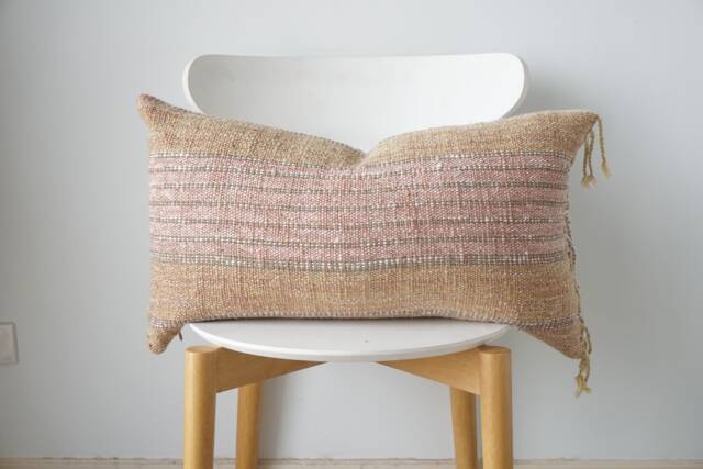 "Brown Tribal Hemp Hand Woven Natural Dye Color Pillow Cover 14"" X 24" - image 1