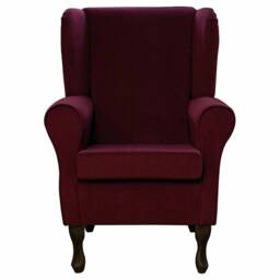 Burgundy Velvet Wingback Chair Handmade Fireside Accent Chair - thumbnail 2