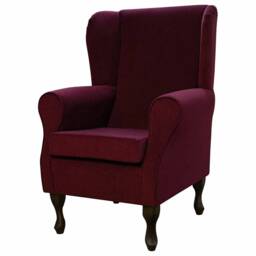 Burgundy Velvet Wingback Chair Handmade Fireside Accent Chair - thumbnail 3
