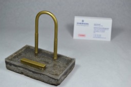 Gold Concrete Business Card Holder Stand - Accented Office Decor Gift For Her - thumbnail 1