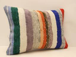 Anatolian Kilim Pillow, Striped Handwoven Sofa Pillow, 14x20 Decorative Cushion Cover Throw Pillow 4Bef-269 - thumbnail 1
