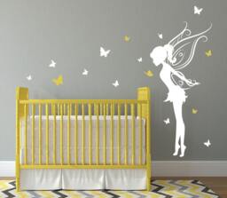 Baby Girl Room Decor Fairy Wall Decal with Butterflies Vinyl Wall Art Decals For Nursery Sticker Decalisland - 2 Sd 080 - thumbnail 1